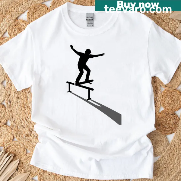 Skater-themed T-shirt with shadow graphic design