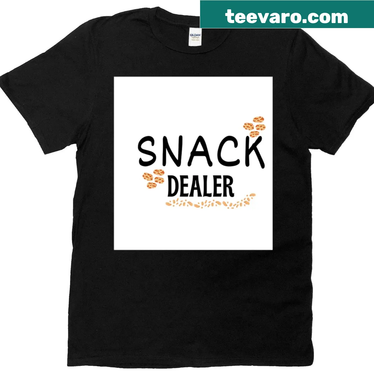 Minimalist mom quote t-shirt featuring the phrase Snack Dealer — on a men's t-shirt