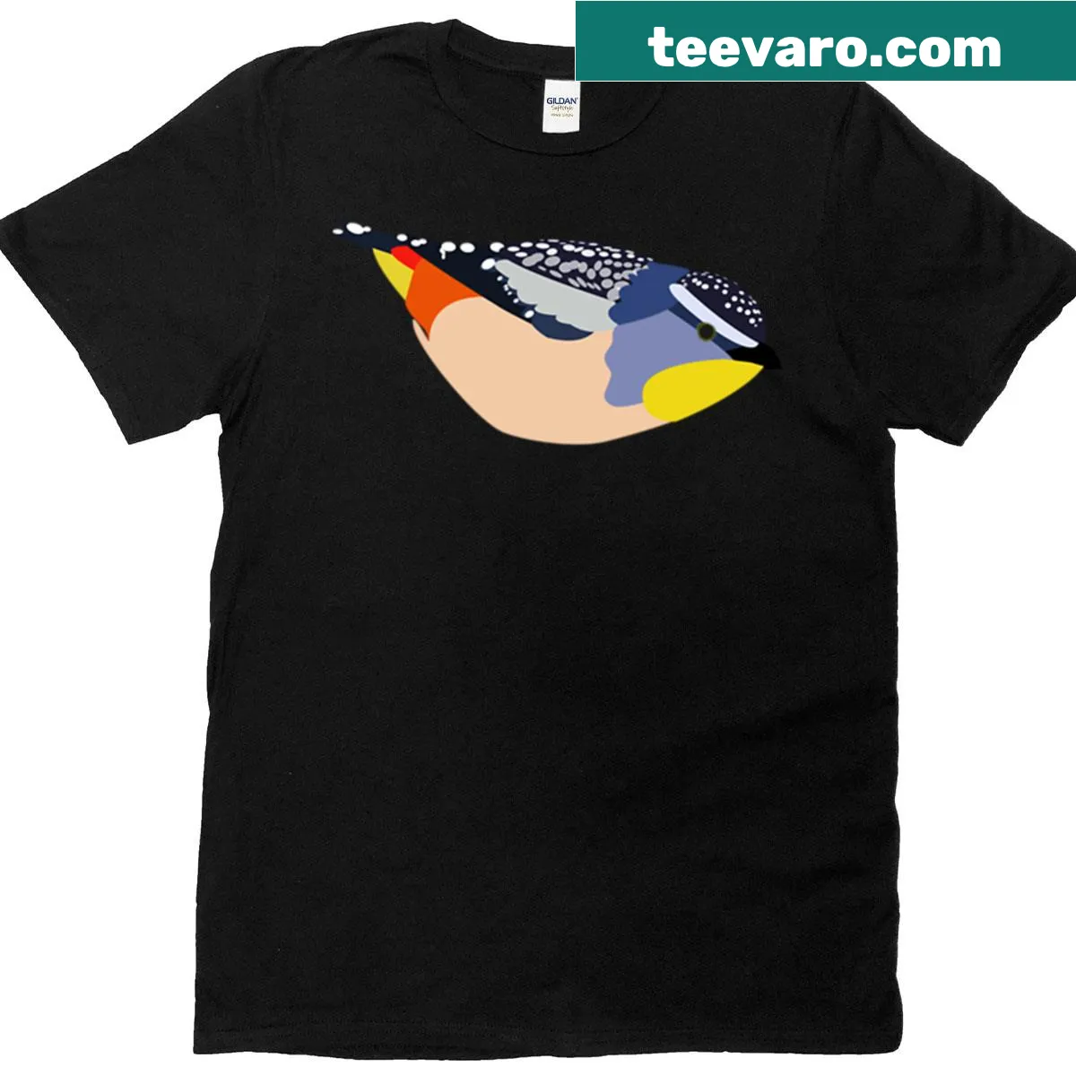 T-shirt featuring a detailed illustration of the Spotted Pardalote bird. — on a men's t-shirt