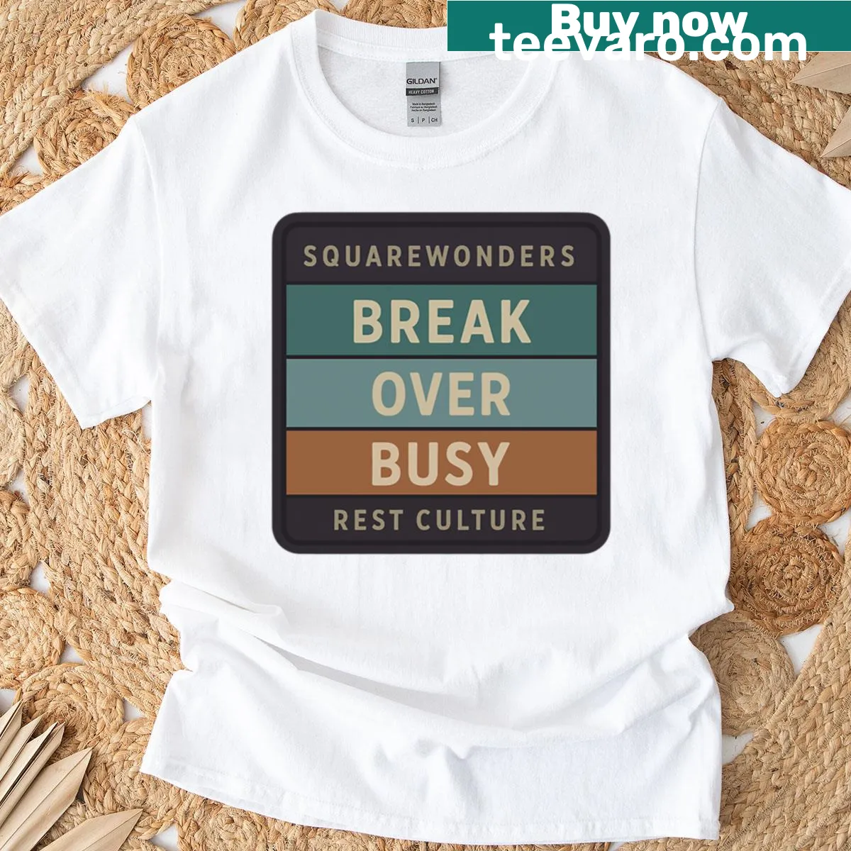 Illustrated design promoting rest culture on t-shirt — on a men's t-shirt