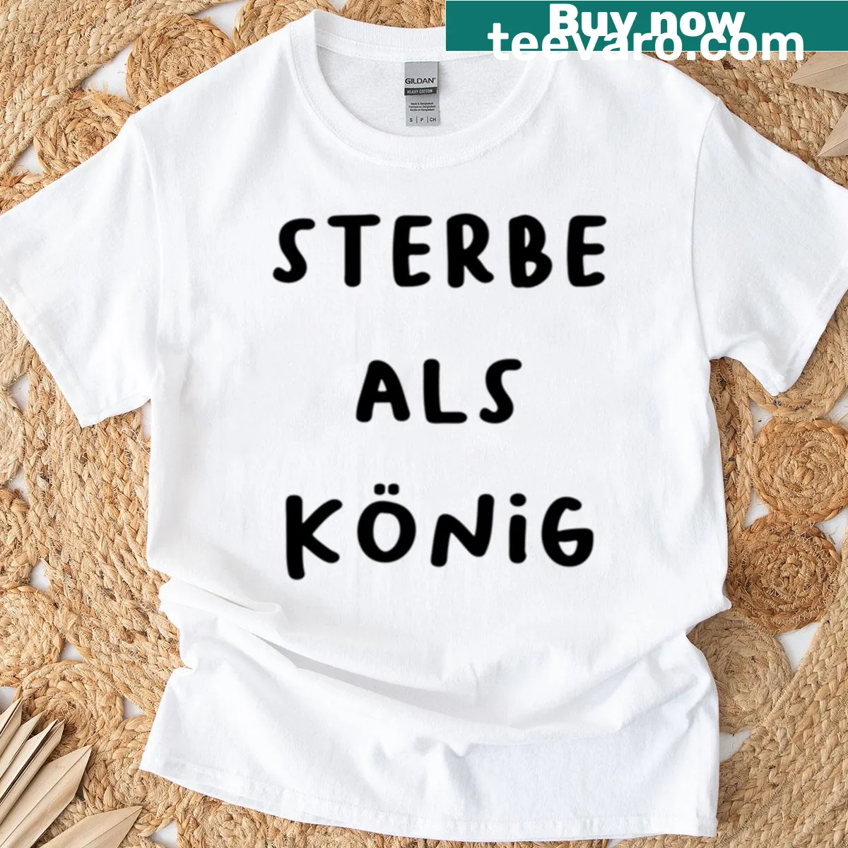 Edgy German phrase design on t-shirt with bold typography — on a men's t-shirt