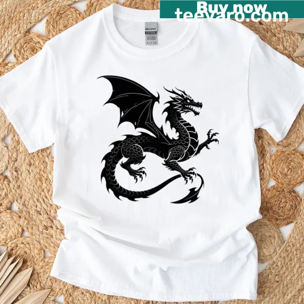 Oversized T-shirt featuring a stylized dragon illustration