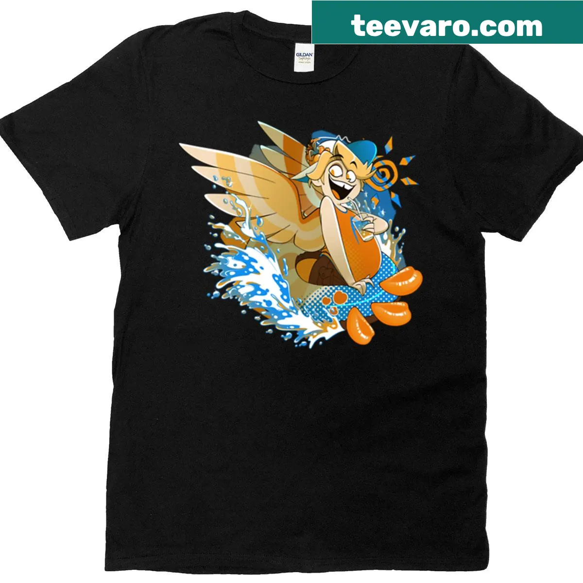 Apricot-themed summer T-shirt with playful design for relaxed days — on a men's t-shirt