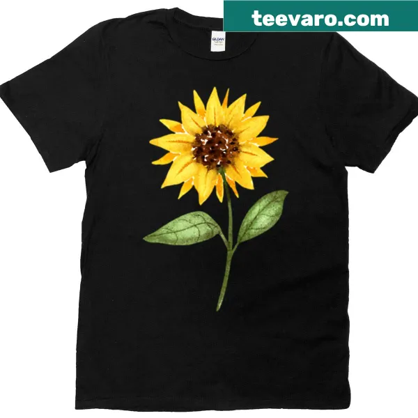 Watercolor sunflower design on a nature-themed T-shirt for outdoor lovers