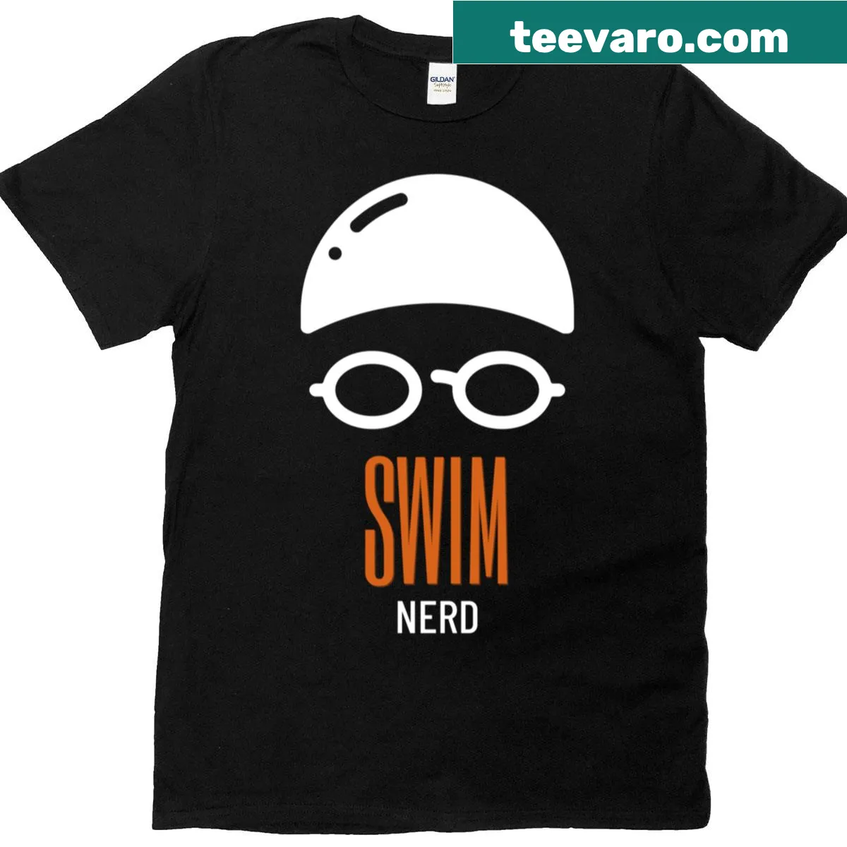 Swim Nerd T-shirt with a playful aquatic graphic — on a men's t-shirt