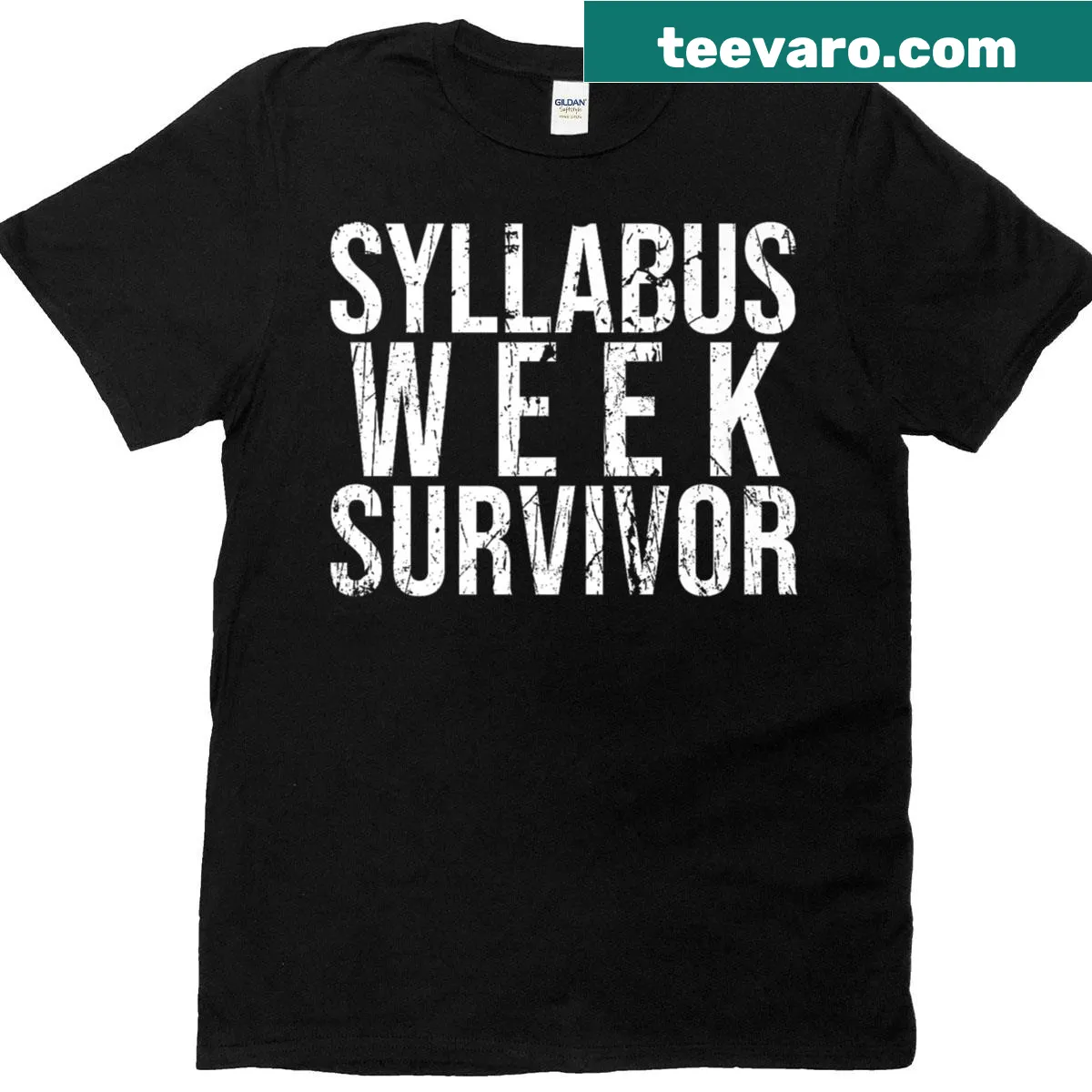 Funny college tee for syllabus week survivors with humorous slogan — on a men's t-shirt