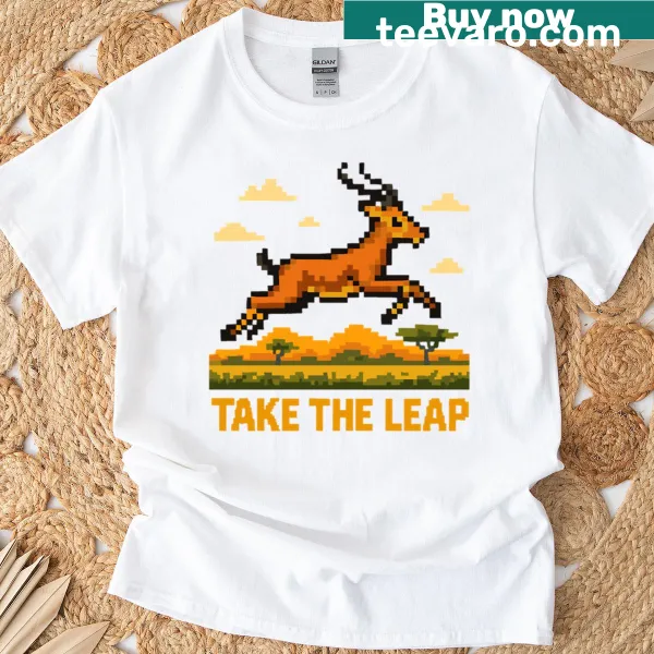 Pixel art impala leaping in a playful design