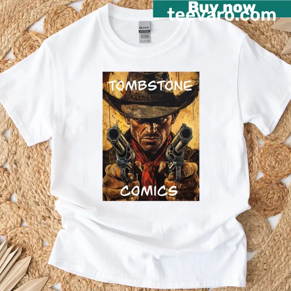 Vintage T-shirt with a graphic inspired by the Wild West and Tombstone