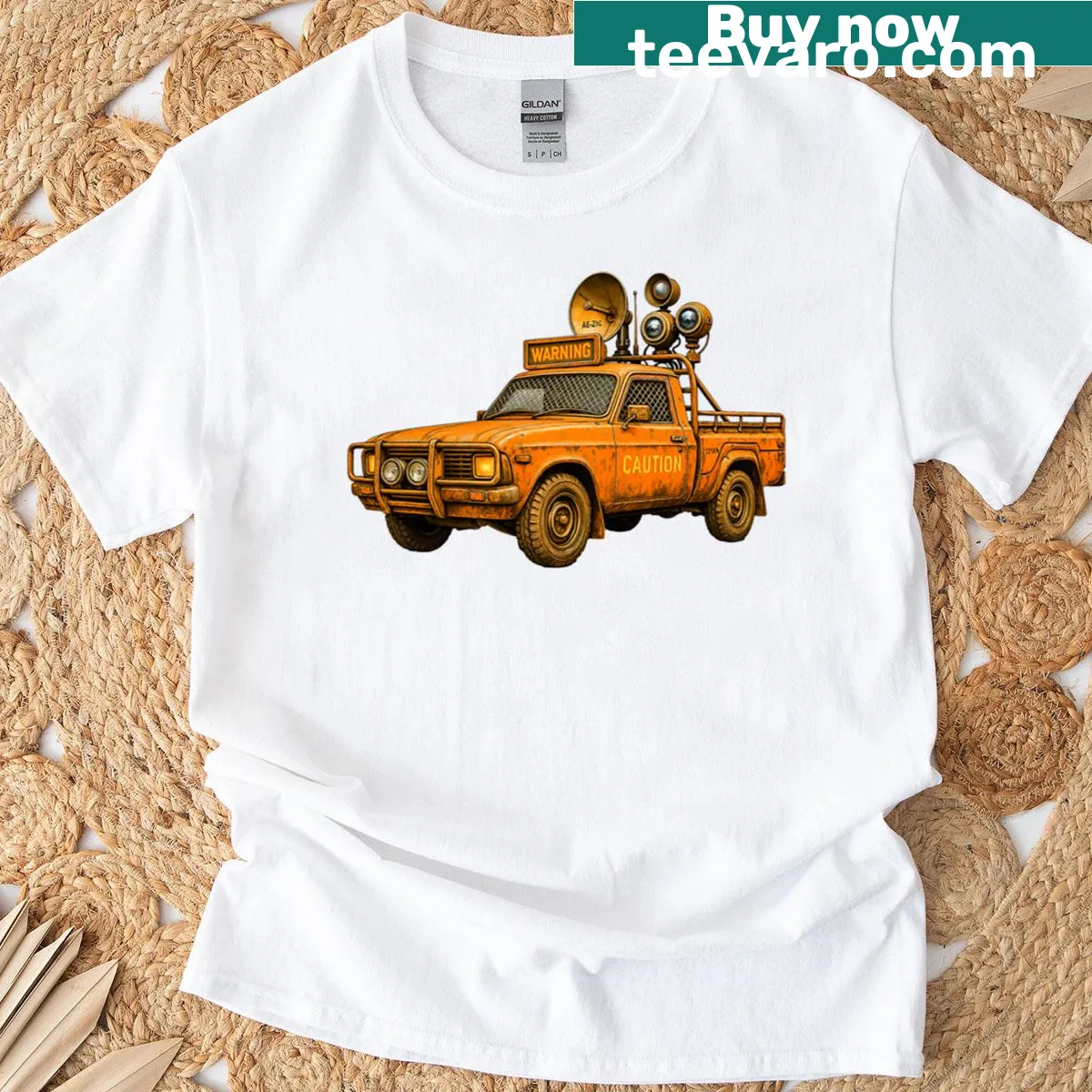 Cyberpunk rust ute illustration on a T-shirt — on a men's t-shirt