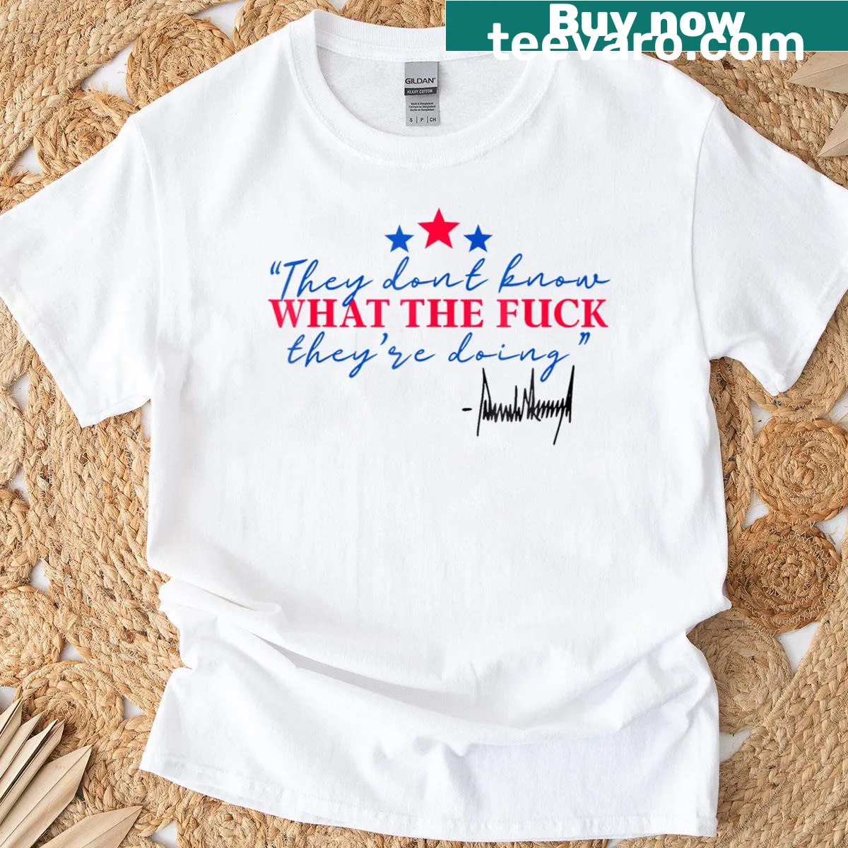 Funny political quote t-shirt with bold text — on a men's t-shirt