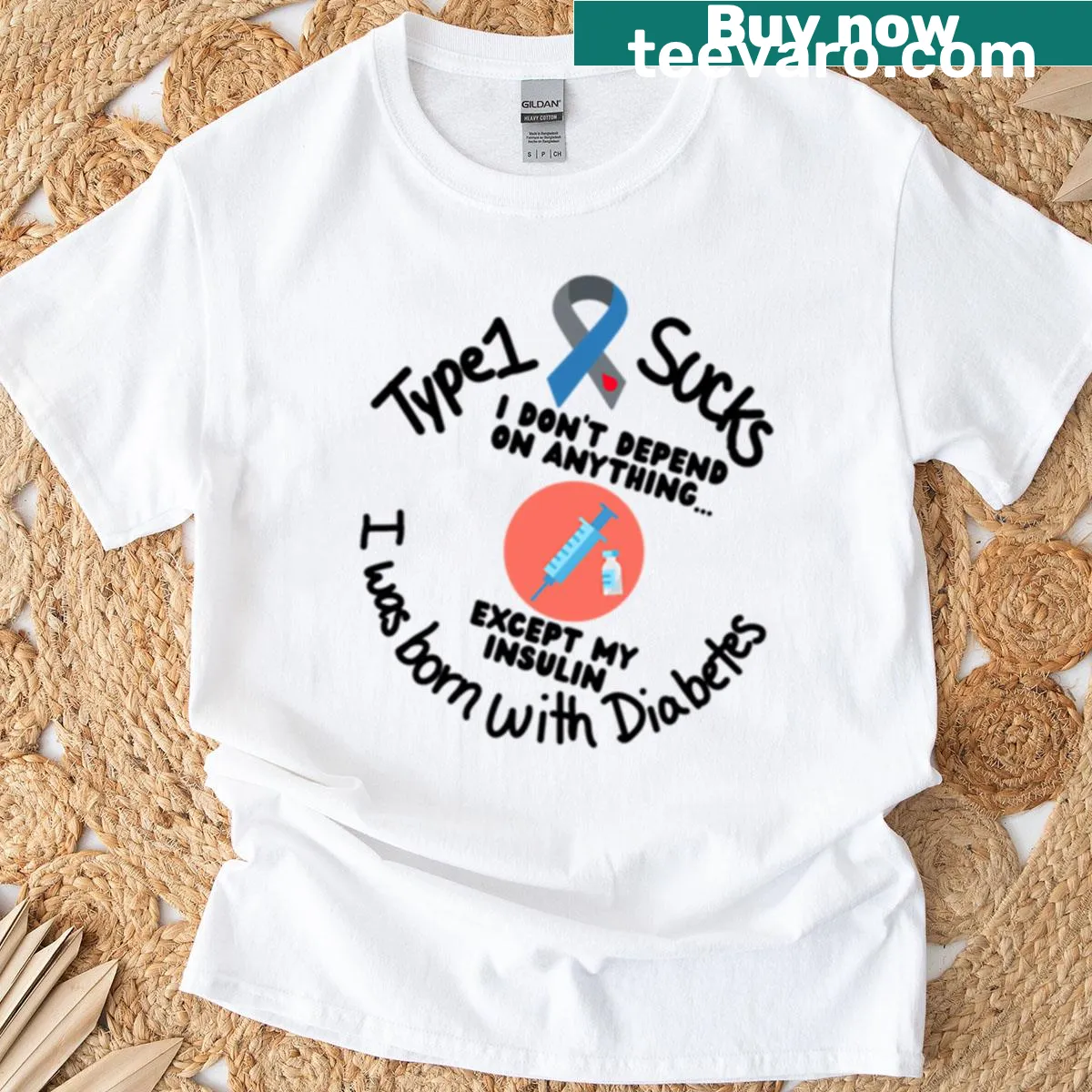 Inspirational t-shirt for Type 1 diabetes awareness. — on a men's t-shirt