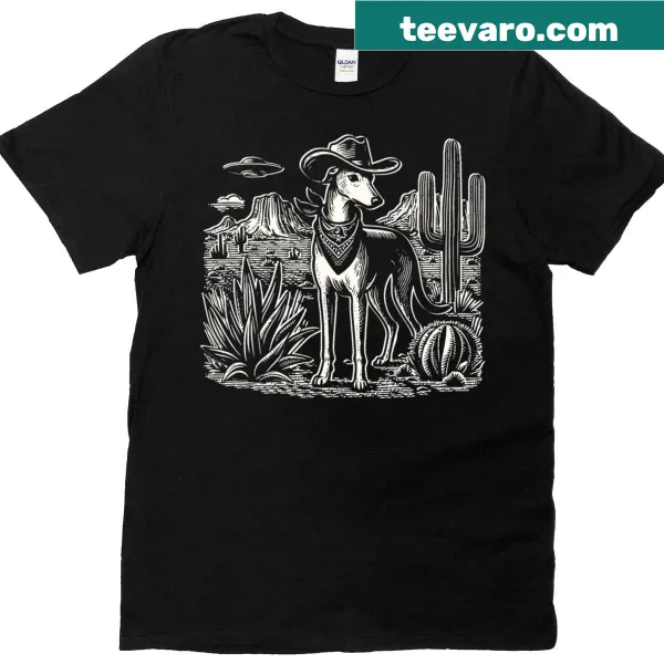Vintage distressed t-shirt with a greyhound and UFO graphic