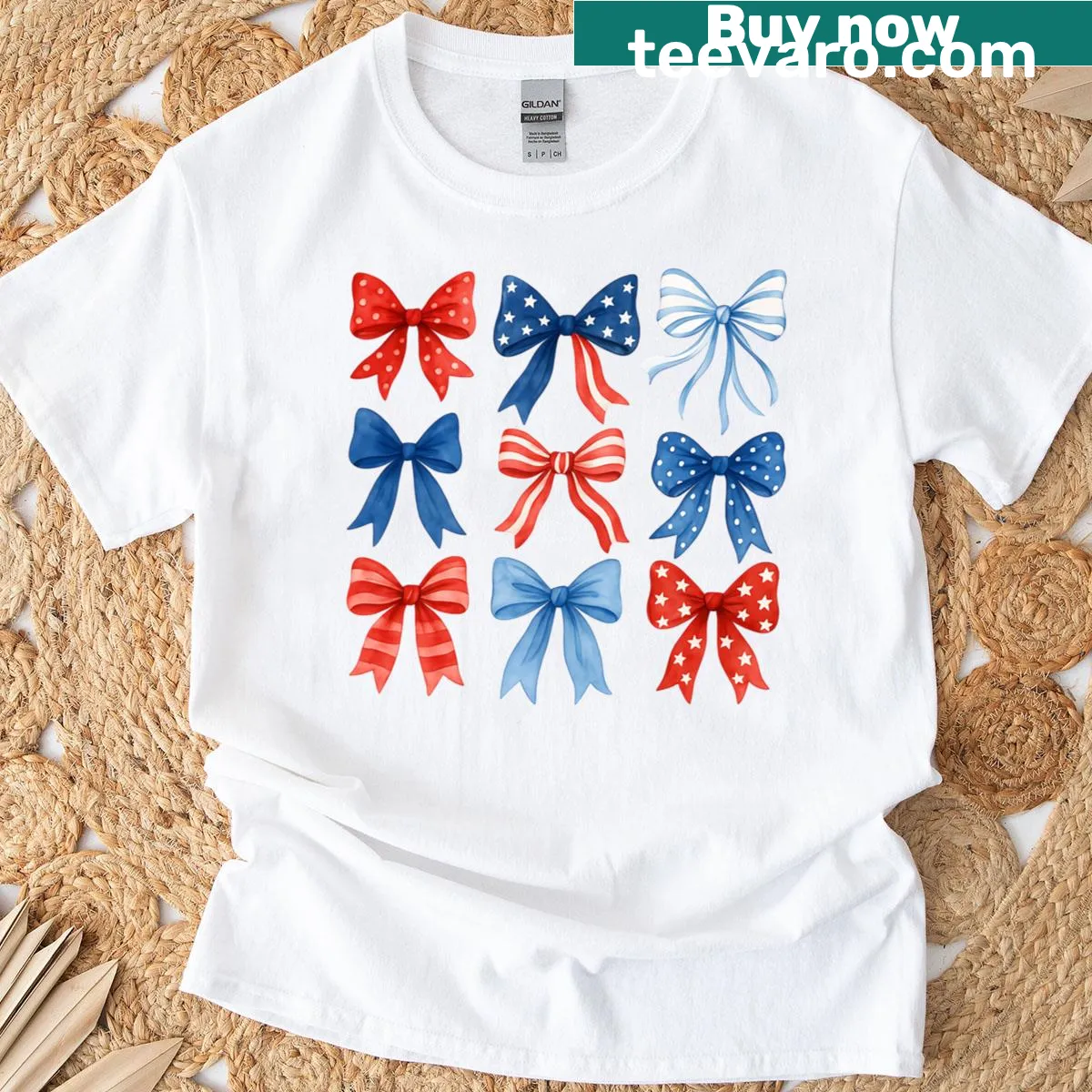 USA ribbon design T-shirt for independence celebrations — on a men's t-shirt
