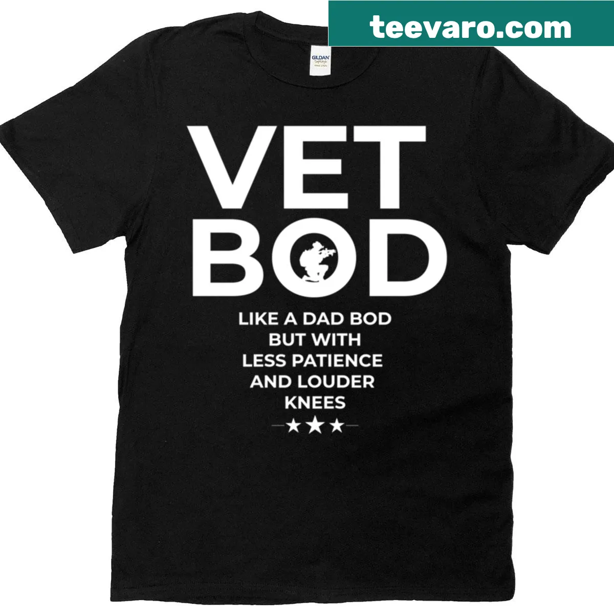 Vet Bod T-shirt with bold typography emphasizing the veterinary profession — on a men's t-shirt