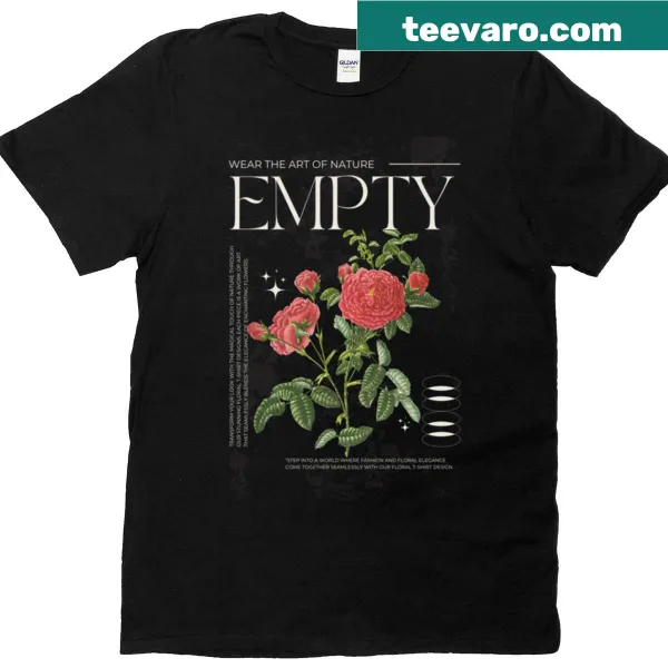 Vintage botanical rose design on a nature-themed t-shirt
