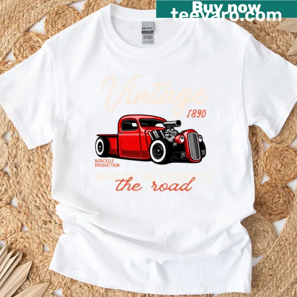Vintage hot rod truck design on T-shirt