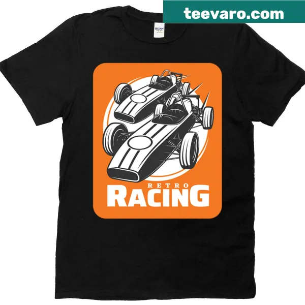 Vintage Racing Sticker T-shirt featuring retro racing graphics
