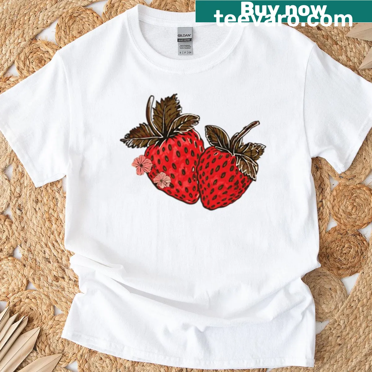 Vintage T-shirt with a retro strawberry graphic for summer. — on a men's t-shirt