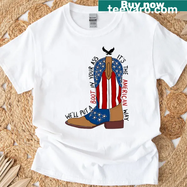 Patriotic t-shirt with playful text for Fourth of July