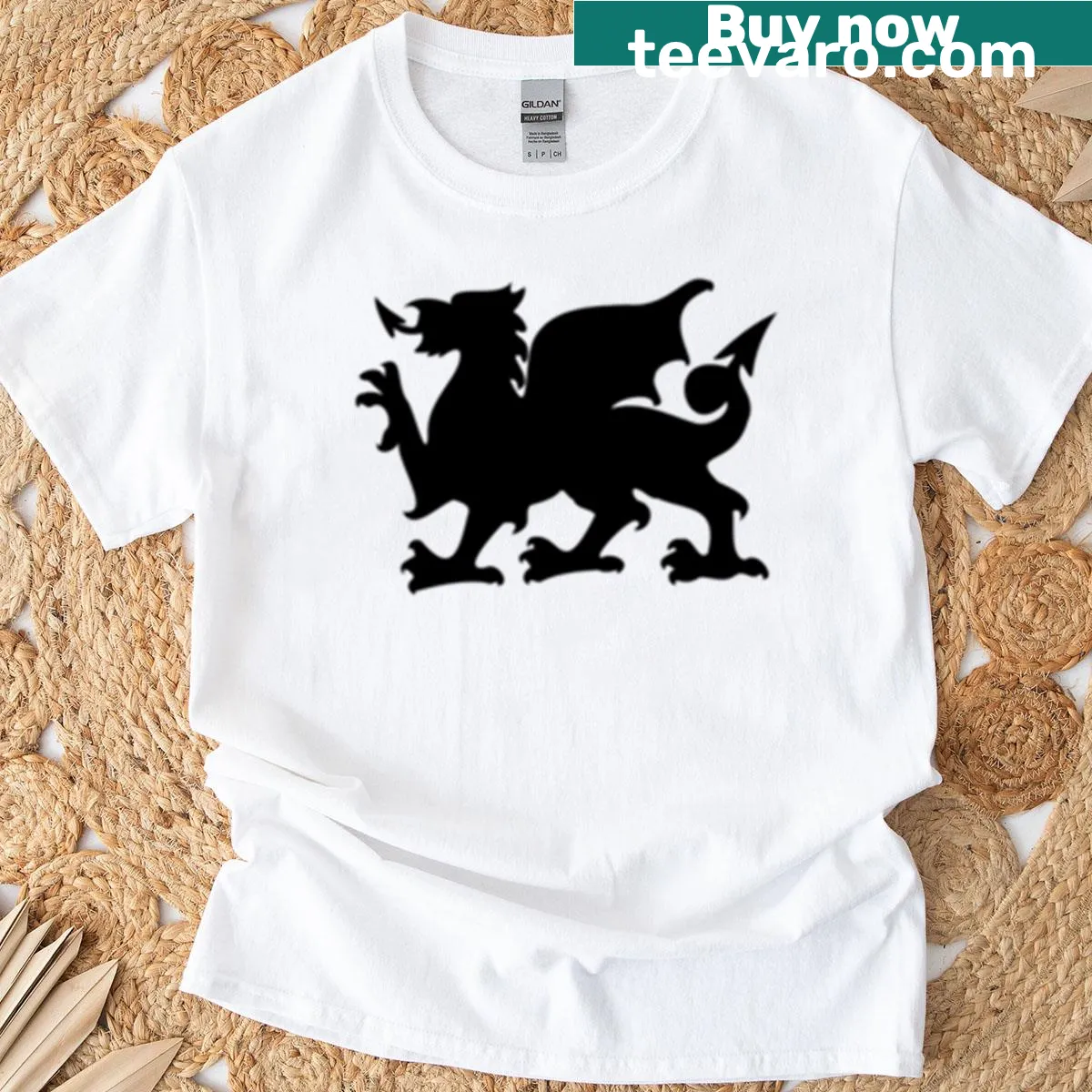 Welsh dragon t-shirt design showcasing cultural pride — on a men's t-shirt
