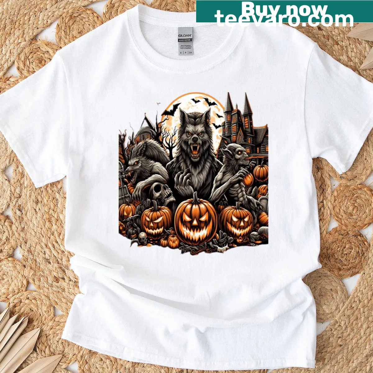 Halloween Werewolf graphic T-shirt for spooky celebrations — on a men's t-shirt