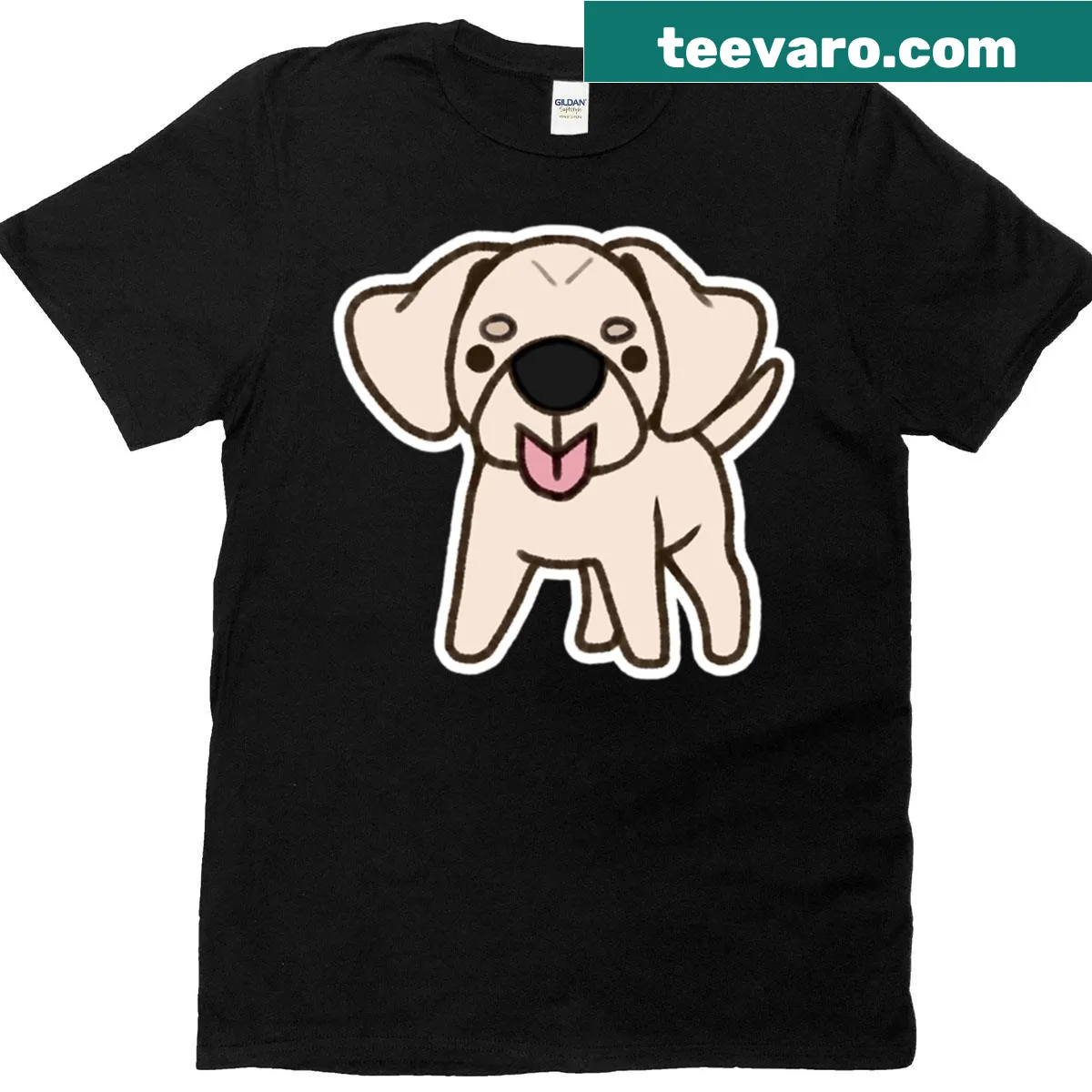 Cute white labrador retriever graphic t-shirt — on a men's t-shirt