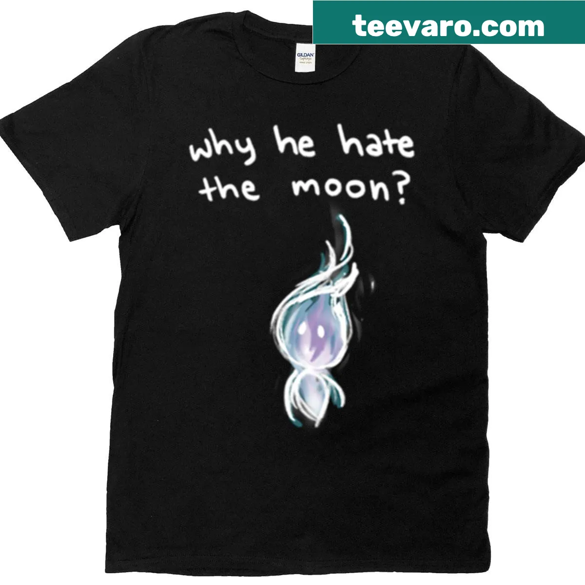 Oversized t-shirt featuring Herbert The Ghost Flame and moon graphic. — on a men's t-shirt
