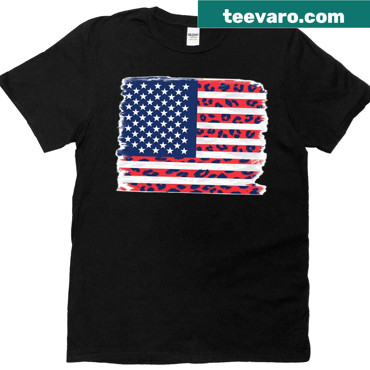 T-shirt featuring an illustration of American wildlife and landscapes — on a men's t-shirt