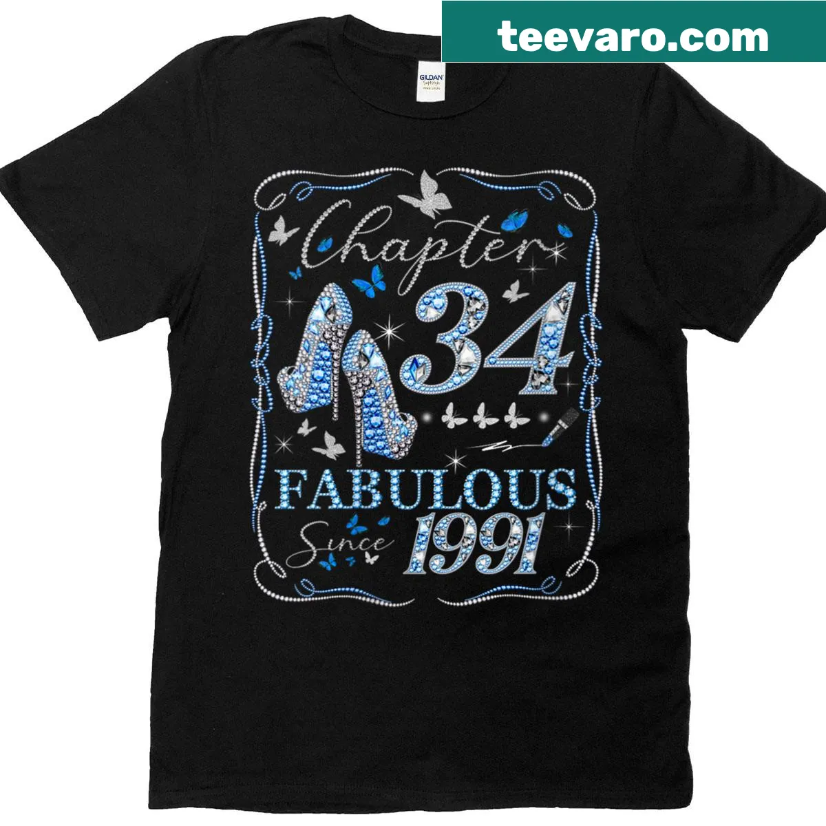Fabulous Since 1991 birthday T-shirt with playful typography — on a men's t-shirt