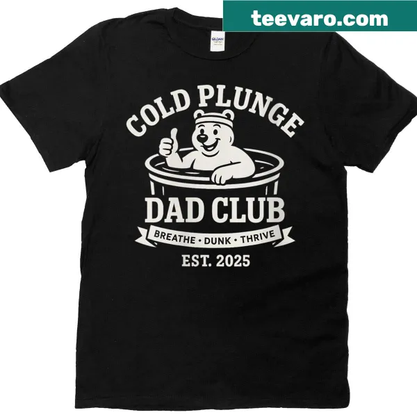 Funny ice bath t-shirt with 'Cold Plunge Dad Club' text