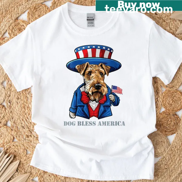 Funny Airedale Terrier T-shirt for Fourth of July celebration