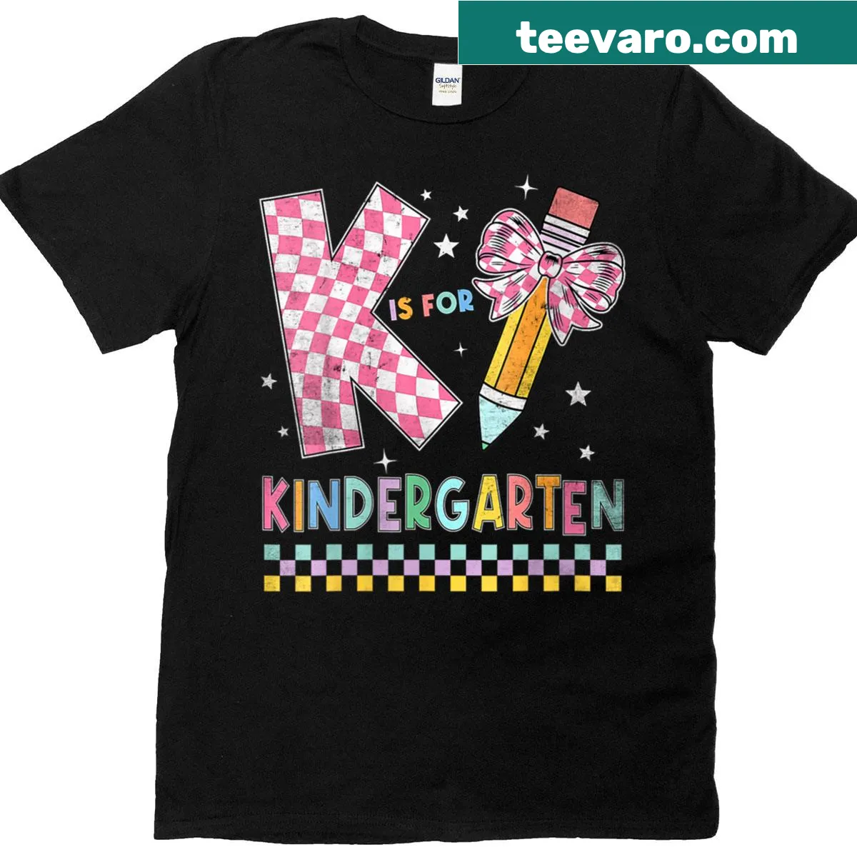 Cute T-shirt for kindergarten teachers featuring 'K Is For' design and bow — on a men's t-shirt