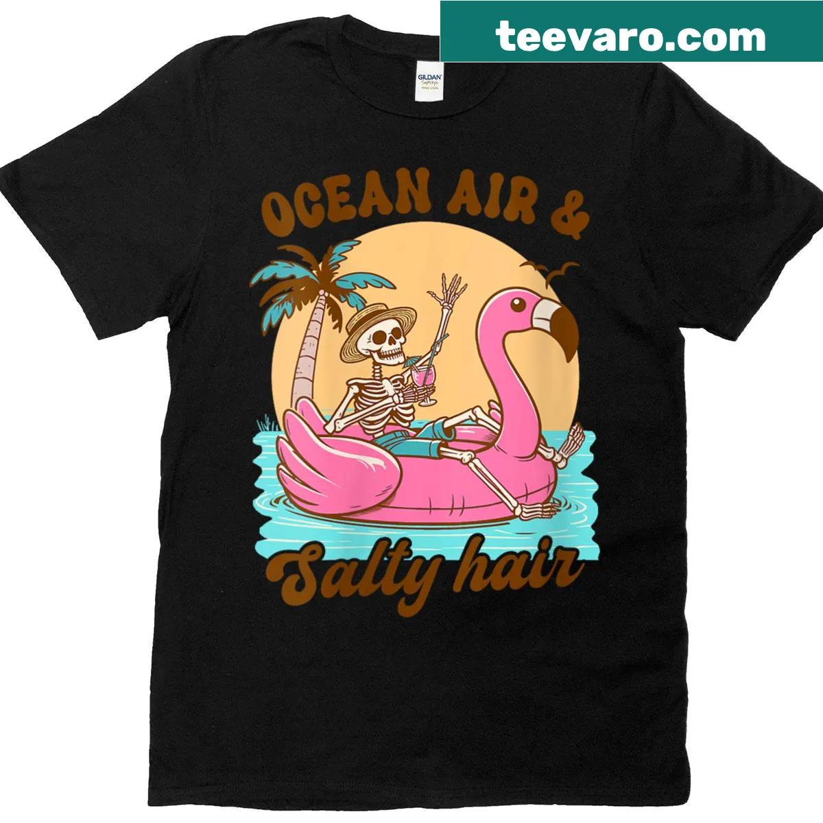 Playful summer-themed T-shirt with fun text about beach vibes — on a men's t-shirt