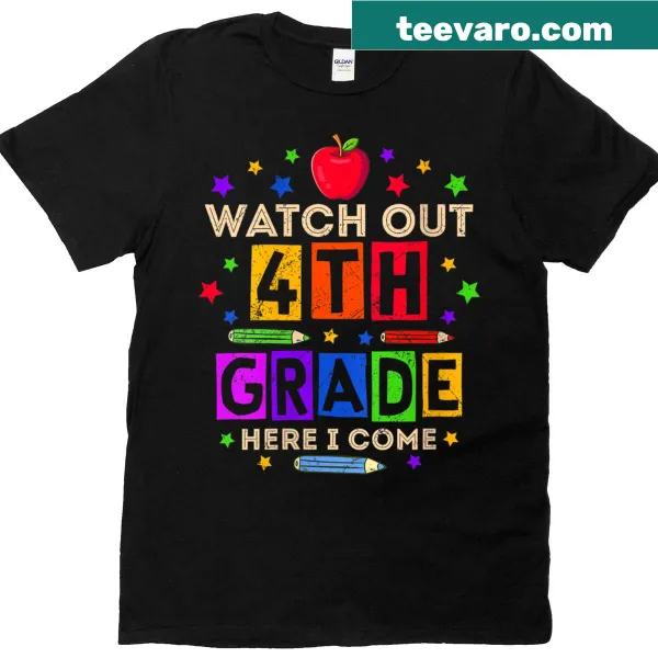 Cheerful first day of school T-shirt for 4th graders