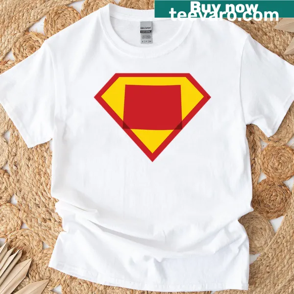 Wyoming-inspired T-shirt with a superhero shield and freedom slogan