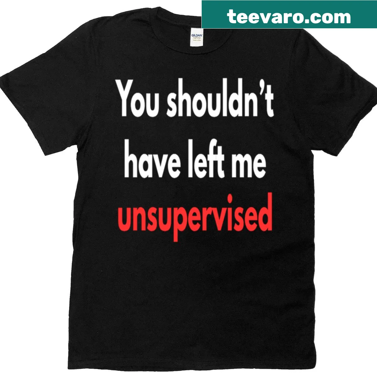Humorous T-shirt with the saying 'You Shouldn't Have Left Me Unsupervised' — on a men's t-shirt