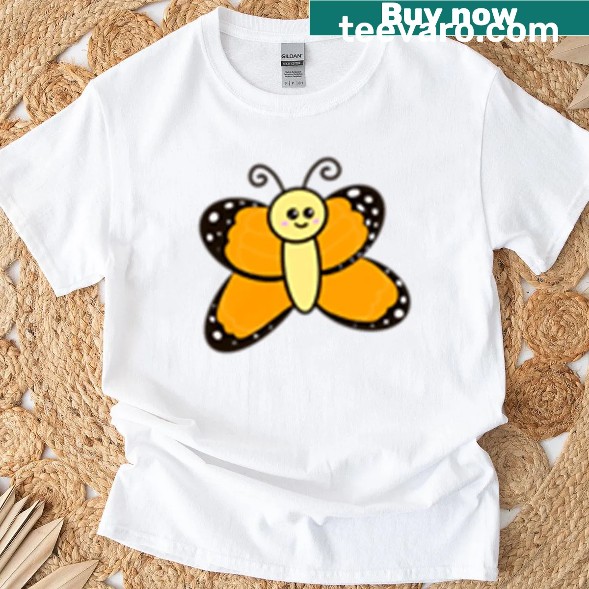 Premium t-shirt featuring an illustration of Yumi the Butterfly — on a men's t-shirt