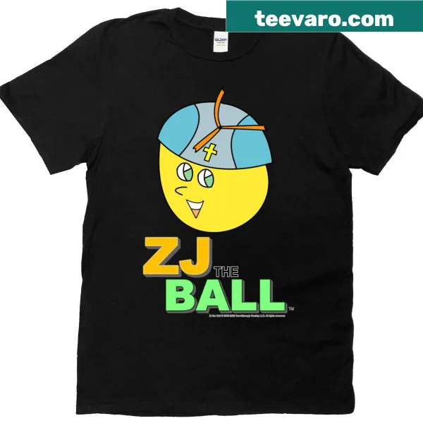 Minimalist typography t-shirt featuring 'Zj The Ball'