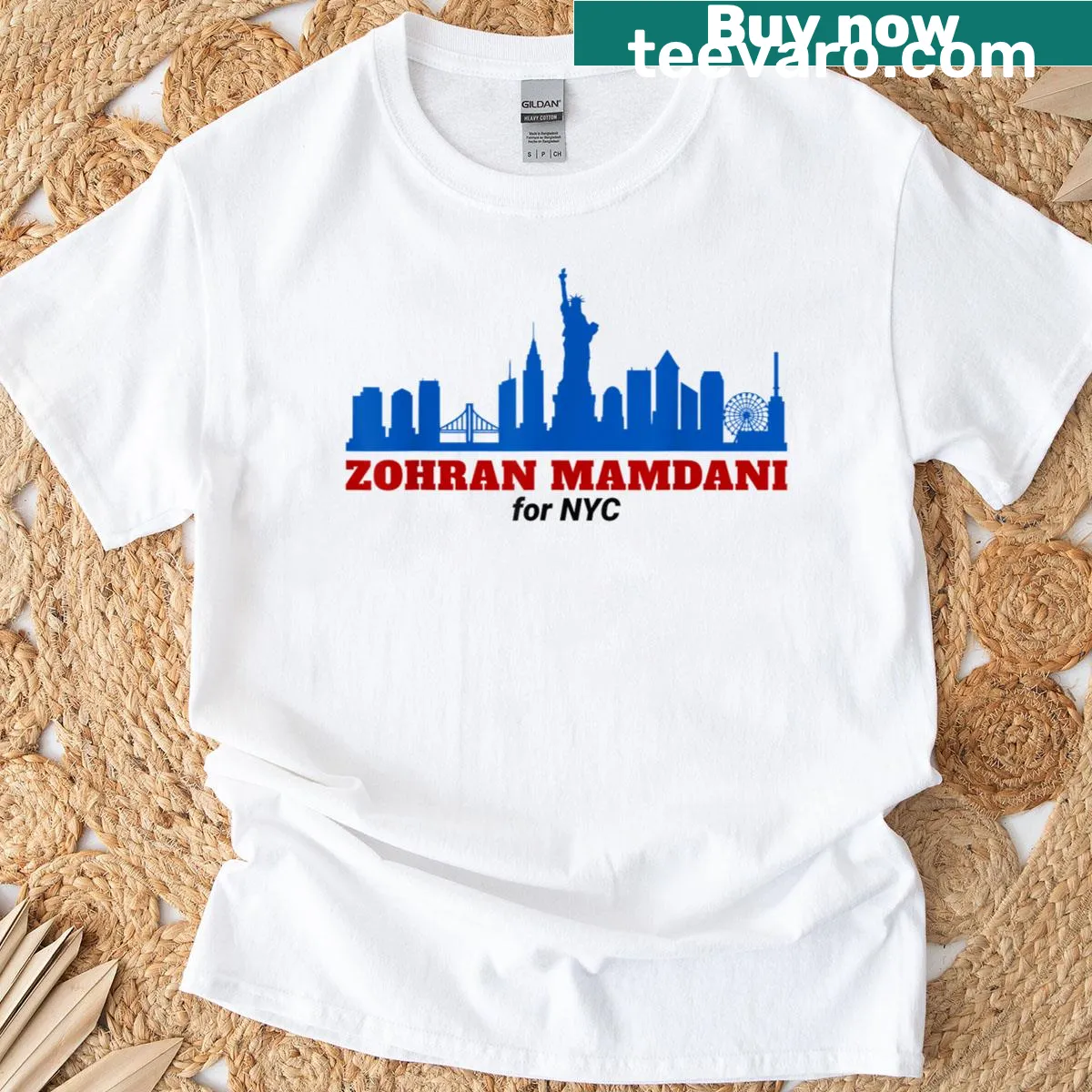 Supportive t-shirt for Zohra Mamdani's mayoral campaign — on a men's t-shirt