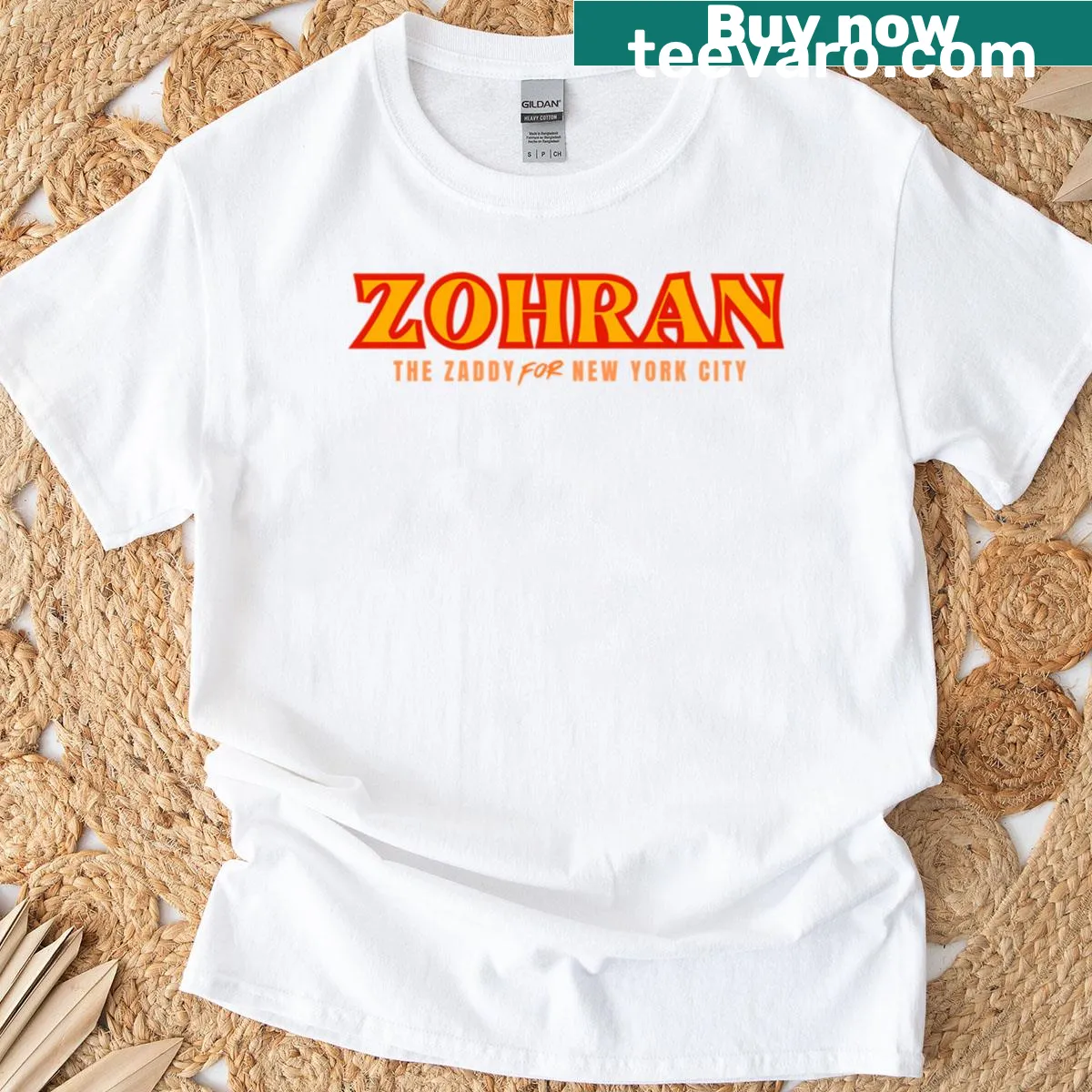 Zohran For Mayor campaign t-shirt with bold text — on a men's t-shirt