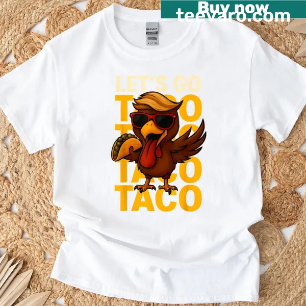 Illustrated 4th of July t-shirt with tacos and turkey for a festive celebration