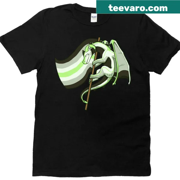 Agender Pride Dragon T-shirt featuring the agender flag colors
