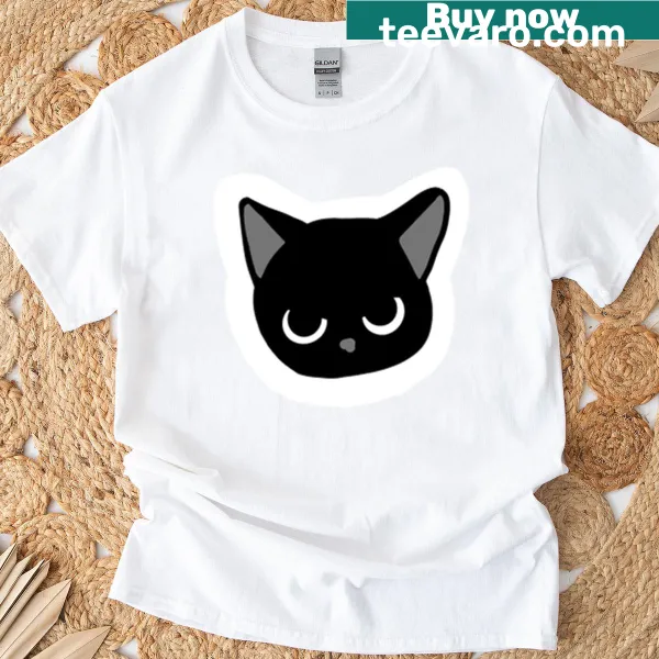 Cartoon T-shirt featuring an angry black cat graphic