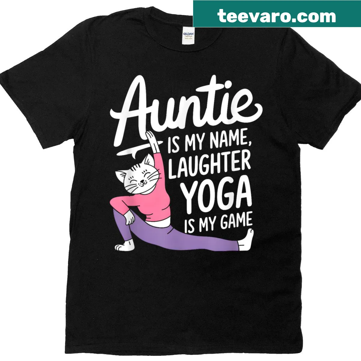 Funny yoga-themed T-shirt with a humorous slogan — on a men's t-shirt