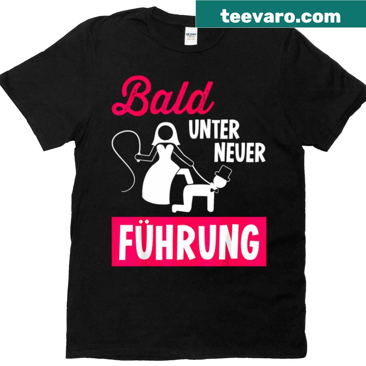 Bachelor party tee with humorous German text — on a men's t-shirt