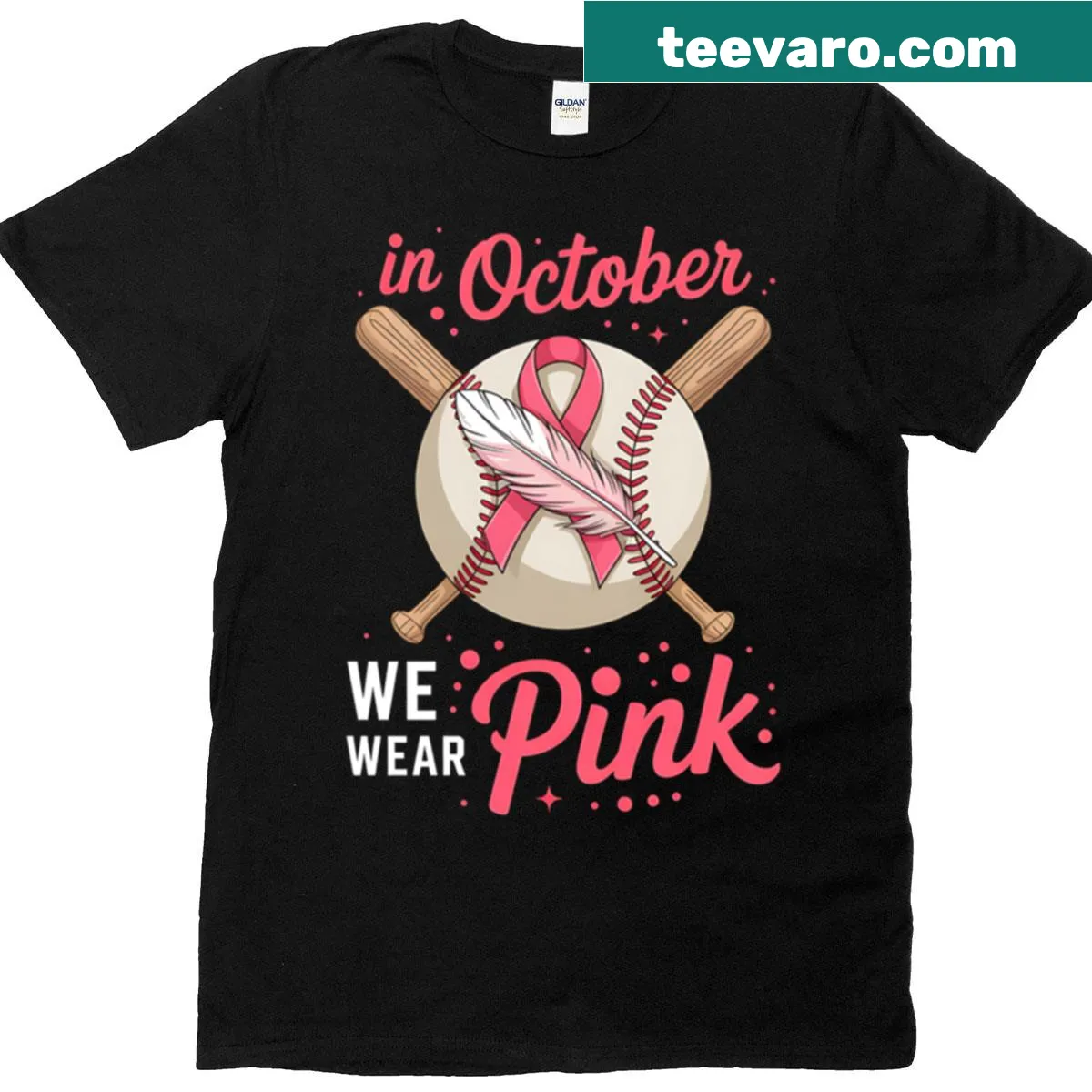 Baseball-themed t-shirt promoting breast cancer awareness — on a men's t-shirt