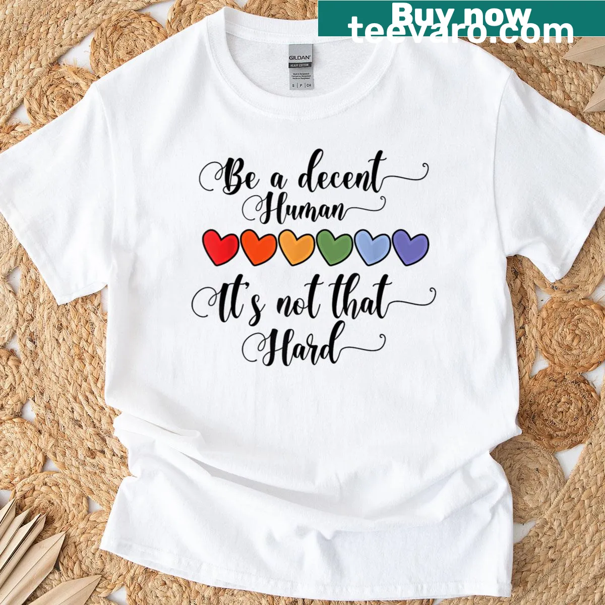 Wholesome T-shirt with text promoting kindness and decency. — on a men's t-shirt