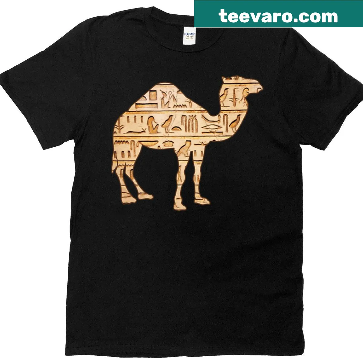 Illustration of a camel in the Egyptian desert on a t-shirt — on a men's t-shirt