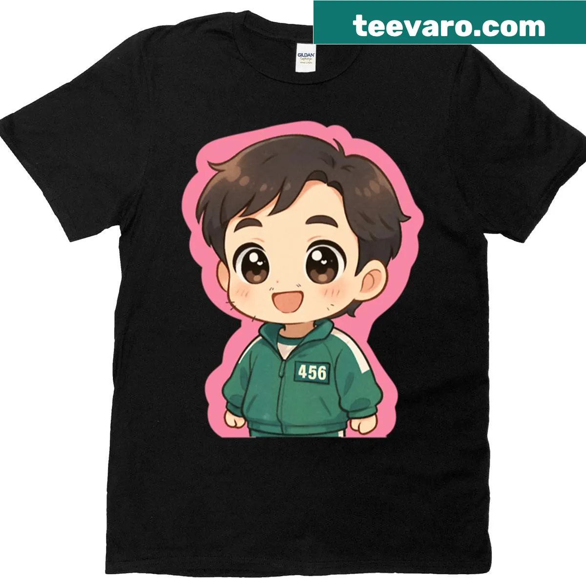 Chibi cartoon design of Gi-hun on T-shirt. — on a men's t-shirt