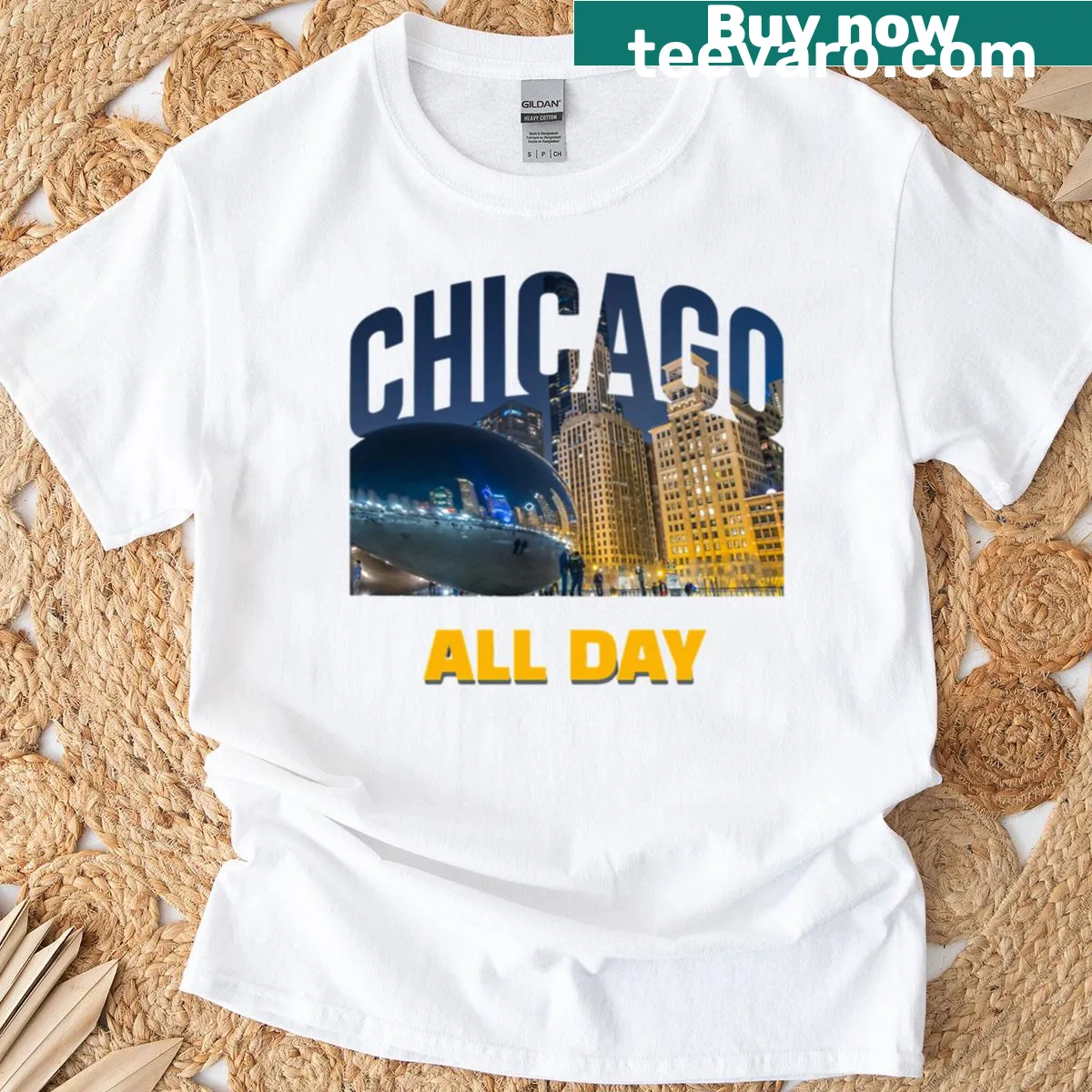 T-shirt featuring illustrations of beloved city landmarks — on a men's t-shirt